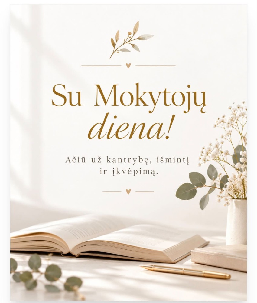 Sveikinimai su Tarptautine mokytojų diena!